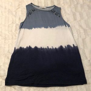 blue and white tank top